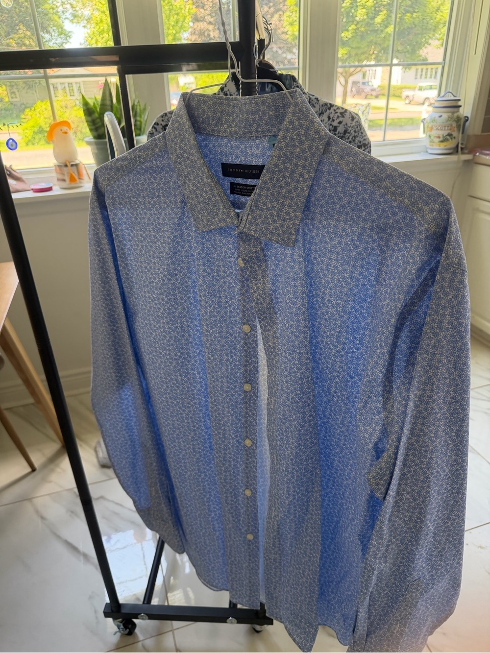 Tommy Hilfiger Blue Micro-Pattern Dress Shirt